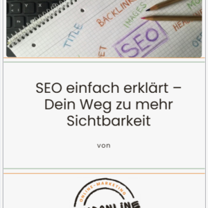 Cover des kostenlosen eBooks „SEO einfach erklärt – Dein Weg zu mehr Sichtbarkeit“