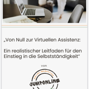 Cover des eBooks „Von Null zur Virtuellen Assistenz – realistischer Leitfaden für den Einstieg in die Selbstständigkeit“